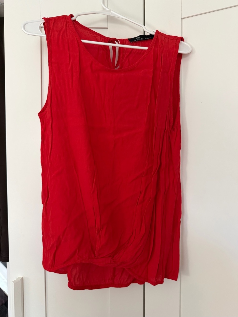 Twenty Vibrant Red Sleeveless Draped Shell